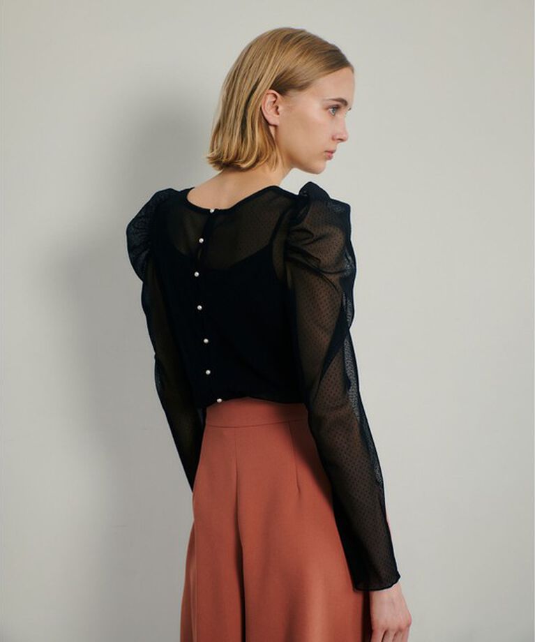 LOULOU WILLOUGHBY「【LOULOU WILLOUGHBY】ドットチュールジコスリーブプルオーバー」|Tシャツ・カットソー|