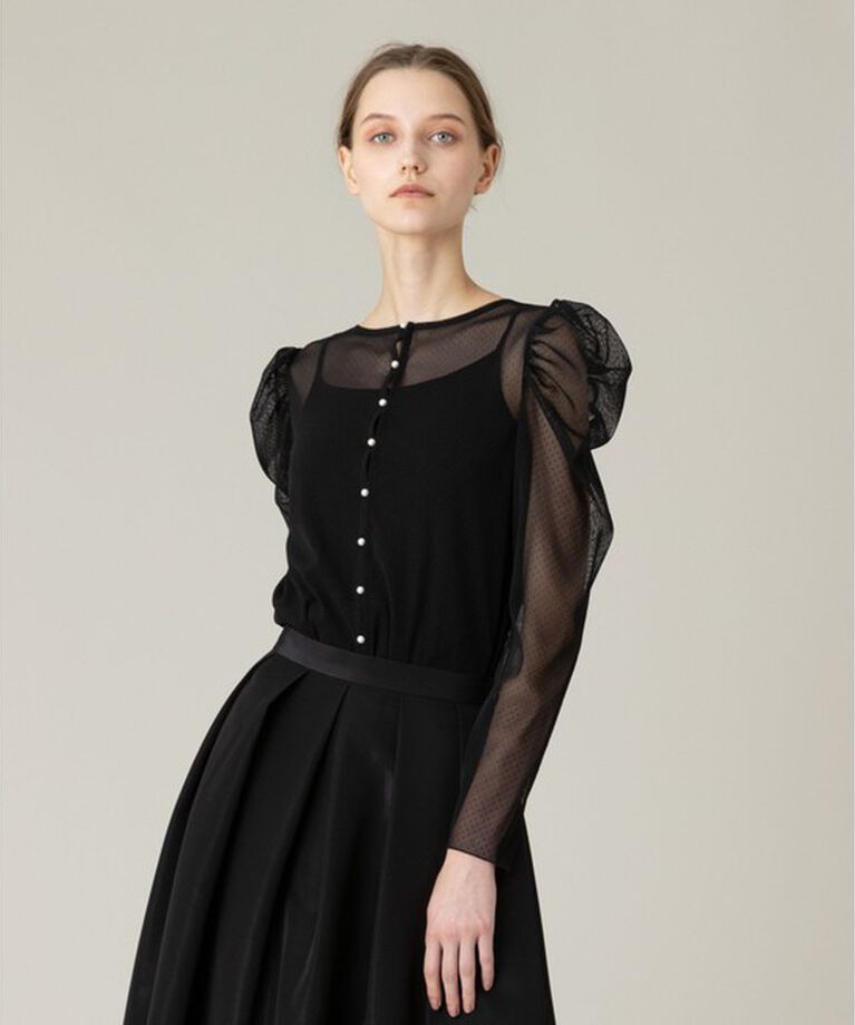 LOULOU WILLOUGHBY「【LOULOU WILLOUGHBY】ドットチュールジコスリーブプルオーバー」|Tシャツ・カットソー|