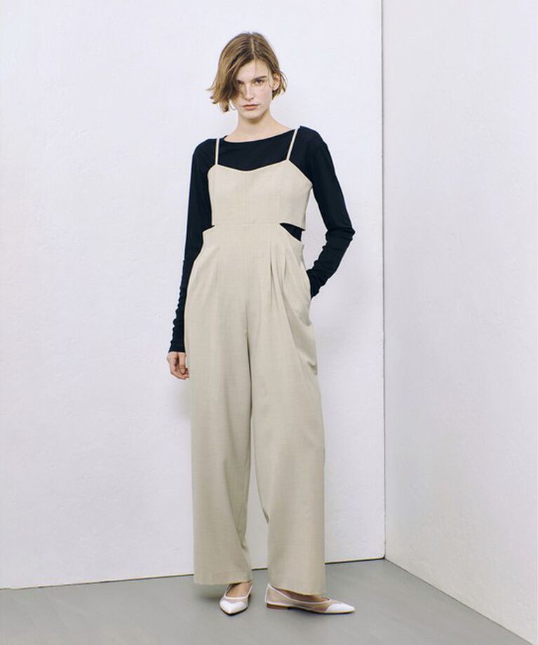 allureville「ストレッチトロサロペットパンツ」|オールインワン|