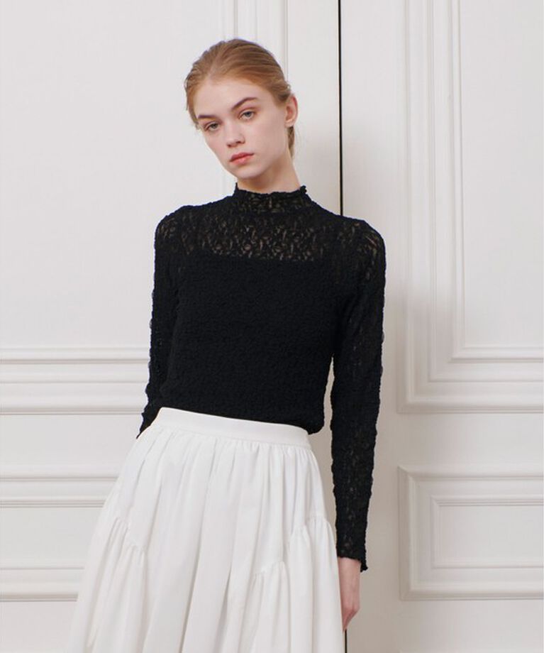 LOULOU WILLOUGHBY「【LOULOU WILLOUGHBY】リンクルフラワープルオーバー」|Tシャツ・カットソー|ブラック