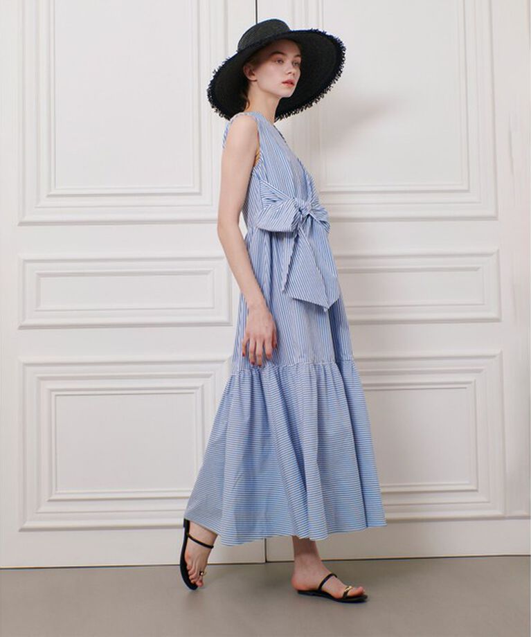 LOULOU WILLOUGHBY「【LOULOU WILLOUGHBY】ストライプリボンワンピース」|ワンピース|