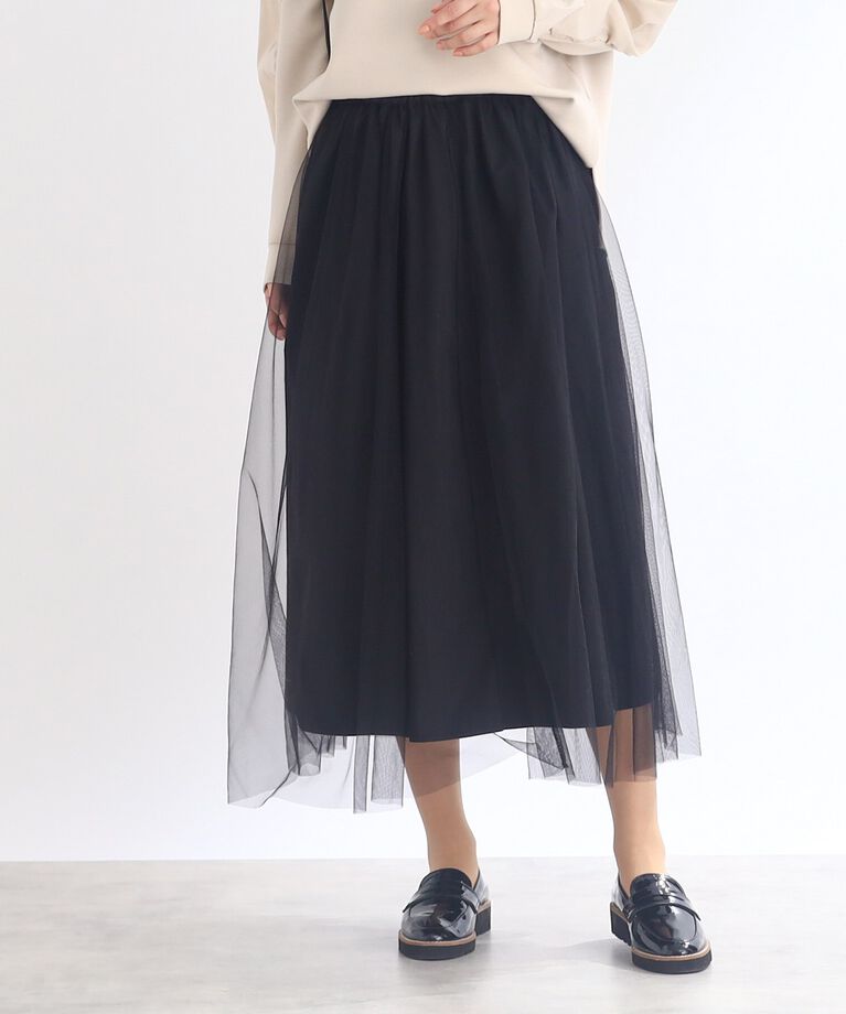 Reflect「【SALE／E‐QUALITY/SALE/2Way/リバーシブル着用可能！】チュール＆タフタスカート」|スカート|ブラック(019)