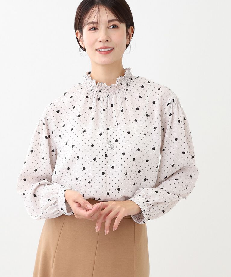 Reflect「【SALE／マシンウォッシュ可／セットアップ可】マーブルドットブラウス」|シャツ・ブラウス|