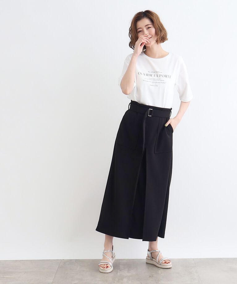 grove「＜接触冷感・UVカット・ご自宅で洗える＞ロゴプリント5分袖Tシャツ」|Tシャツ・カットソー|