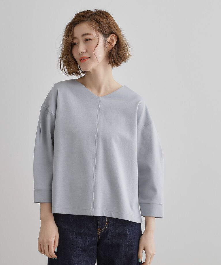 grove「シルケットポンチVネックプルオーバー」|Tシャツ・カットソー|サックスブルー(09