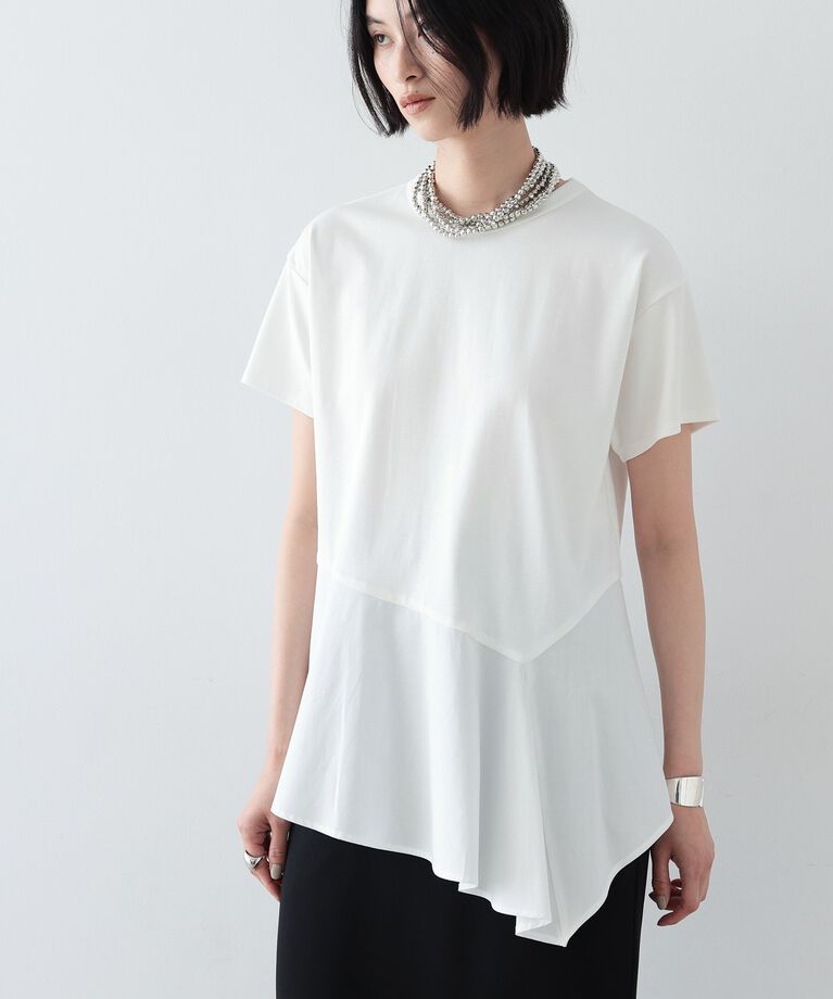 GALLEST「アシンメトリぺプラムトップス」|Tシャツ・カットソー|ﾎﾜｲﾄ(002)