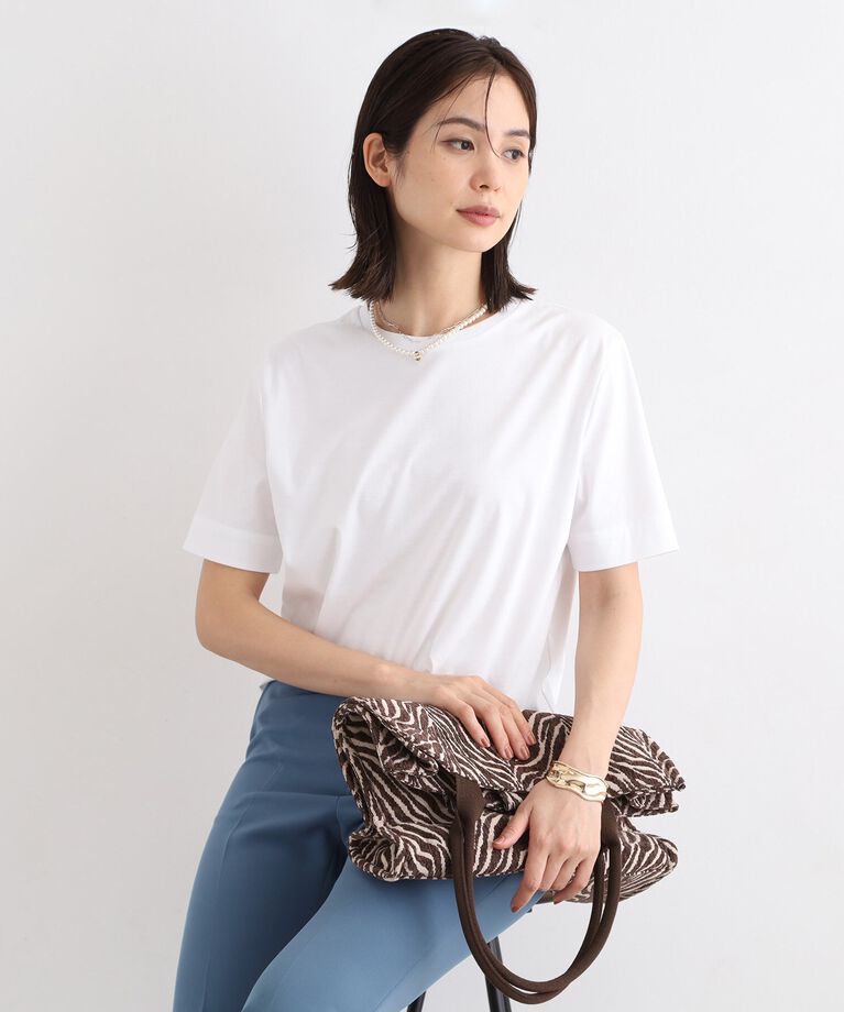 INDIVI「【洗える/コットン100%】裾デザイン大人Tシャツ」|Tシャツ・カットソー|ﾎﾜｲﾄ(001)