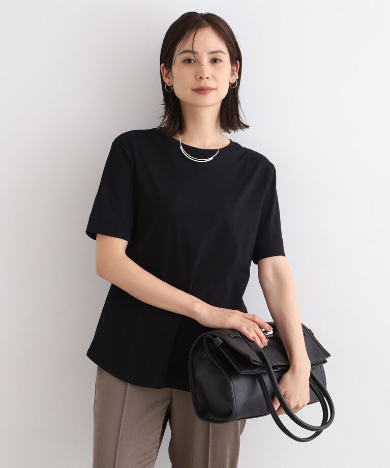 INDIVI「【洗える/コットン100%】裾デザイン大人Tシャツ」|Tシャツ・カットソー|ﾌﾞﾗｯｸ(019)