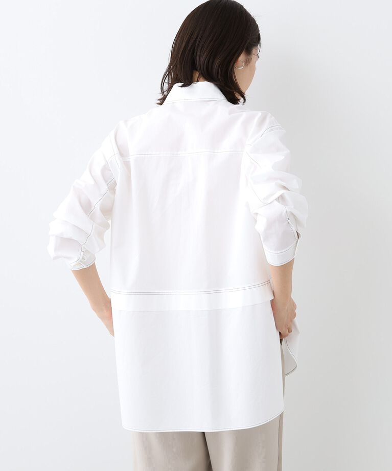 INDIVI「春SALE！【日本製／インポート素材】重ね着風オーバーサイズブラウス」|シャツ・ブラウス|