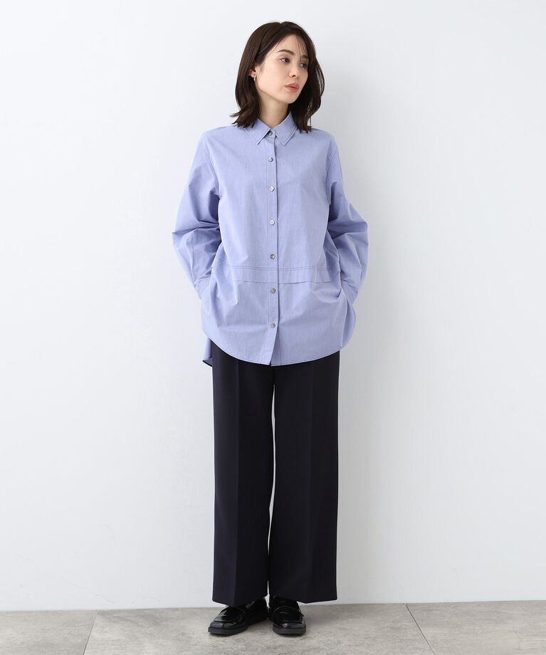 INDIVI「春SALE！【日本製／インポート素材】重ね着風オーバーサイズブラウス」|シャツ・ブラウス|