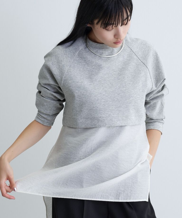 GALLEST「ボンディングチュールトップス」|Tシャツ・カットソー|グレー(912)