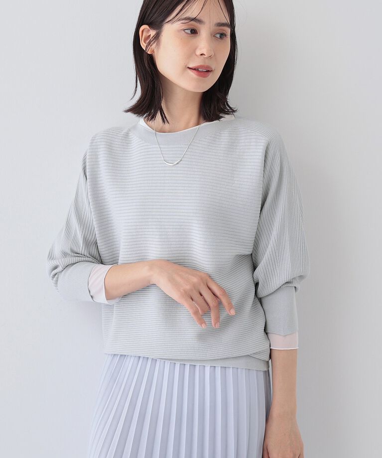 INDIVI「春SALE！【洗える／無縫製】美シルエット ドルマンスリーブニット」|ニット・セーター|ライトグレー(011