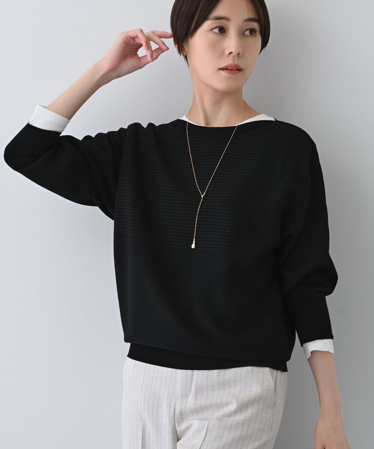 INDIVI「春SALE！【洗える／無縫製】美シルエット ドルマンスリーブニット」|ニット・セーター|ブラック(019)