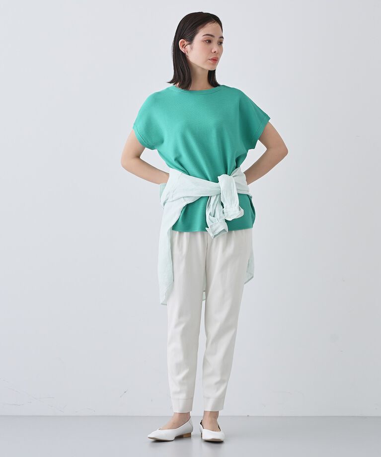 INDIVI「新色登場！【洗える／清涼感】レーヨンストレッチ フレンチスリーブニット」|ニット・セーター|