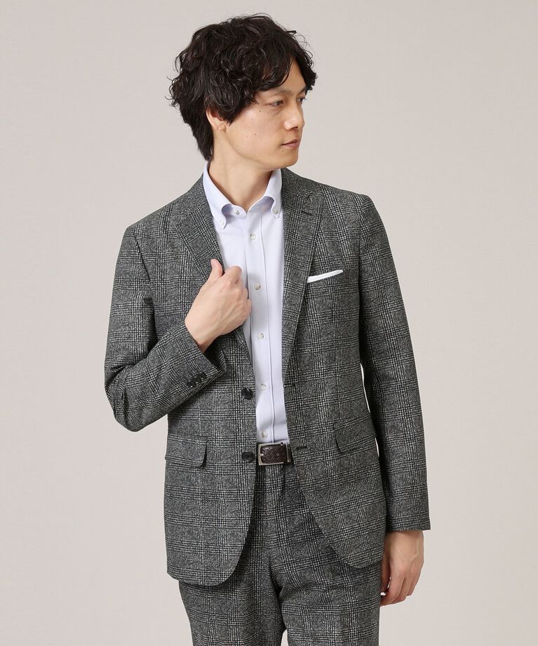 TAKEO KIKUCHI「【抗菌防臭】COOL DOTS（R）グレンチェック ジャケット」|テーラードジャケット|ﾌﾞﾗｯｸ(219)