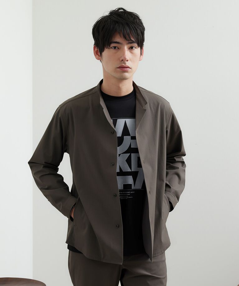 TAKEO KIKUCHI「【軽羽織】ハイストレッチ オープンバンドカラー シャツ」|シャツ・ブラウス|