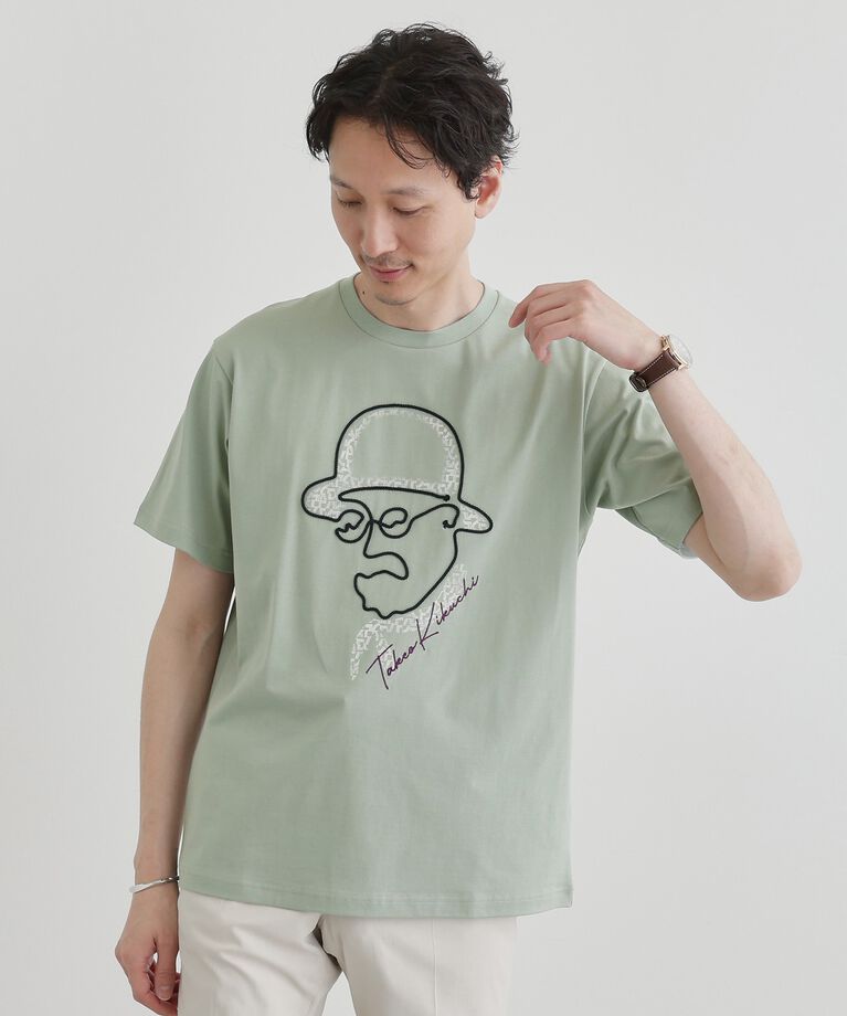 TAKEO KIKUCHI「【Sサイズ～】フェイスロープ刺繍 天竺Tシャツ」|Tシャツ・カットソー|オリーブグリーン(0