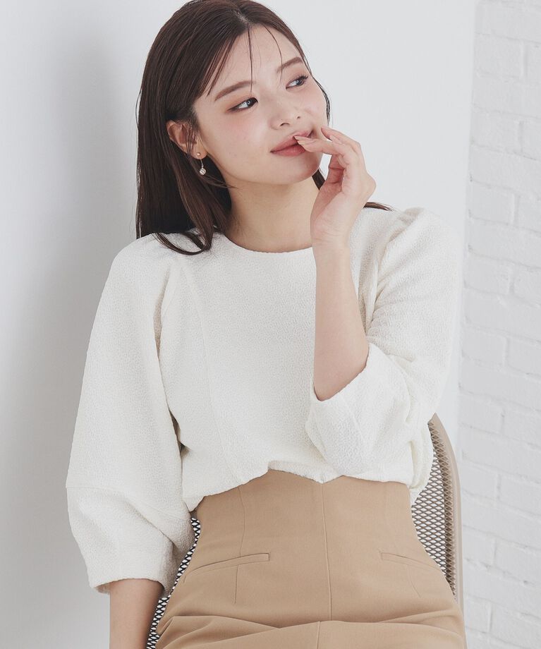 index「《5color/S-LLsiza》カットジャカードパフスリーブトップス【洗濯機洗い可】」|Tシャツ・カットソー|