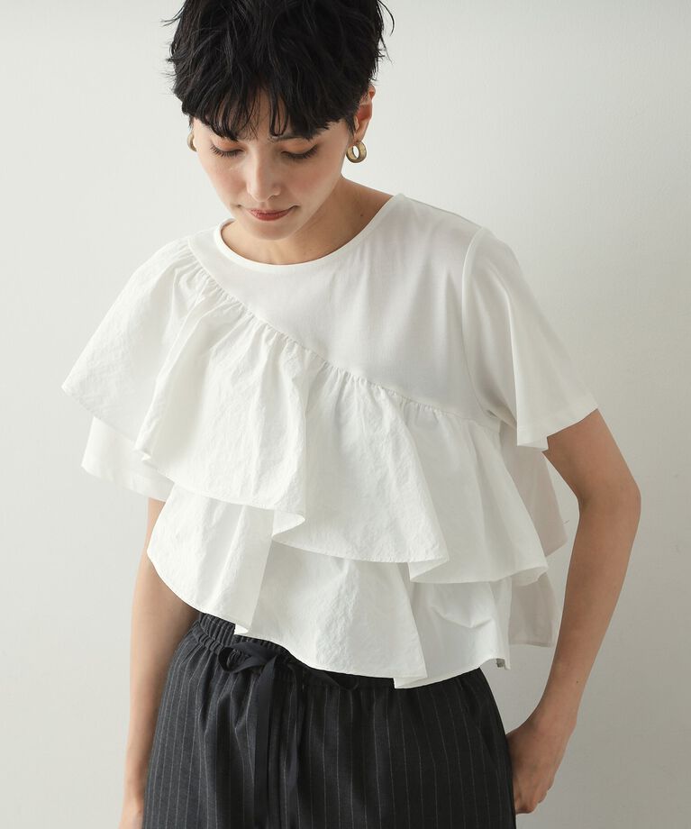 OPAQUE.CLIP「2段フリルカットソー【洗濯機洗い可】」|Tシャツ・カットソー|