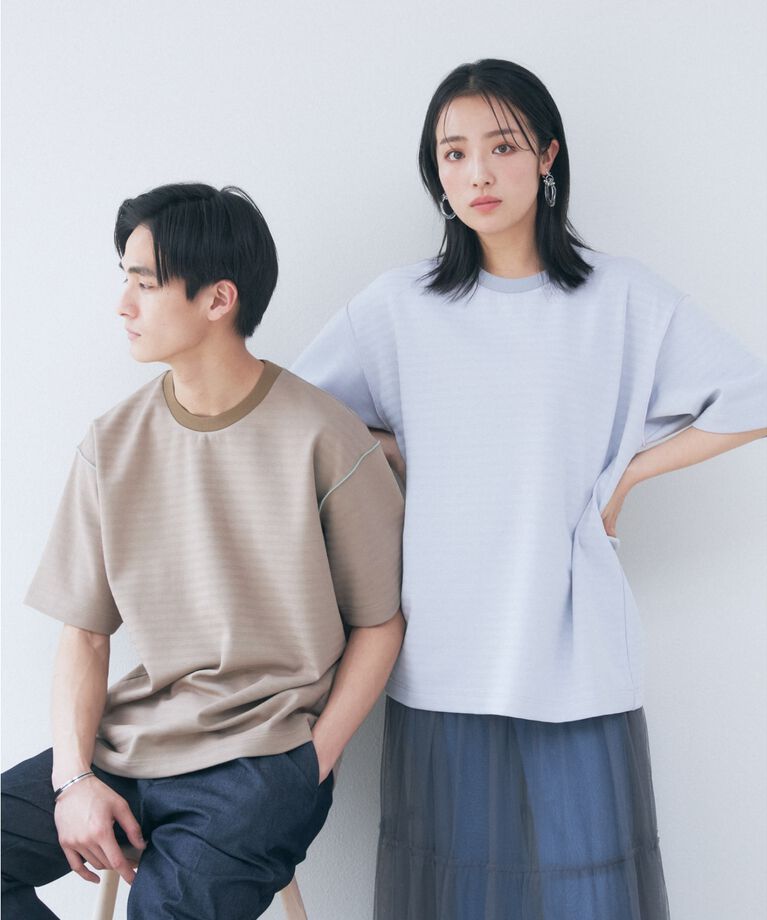 THE SHOP TK「【ユニセックスでオススメ】ポンチシャドーボーダー半袖Tシャツ」|Tシャツ・カットソー|
