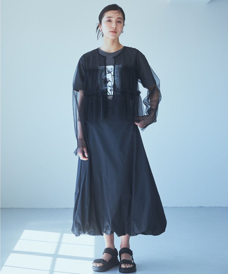 THE SHOP TK「チュールティアードシアーカーディガン【洗える】」|カーディガン|