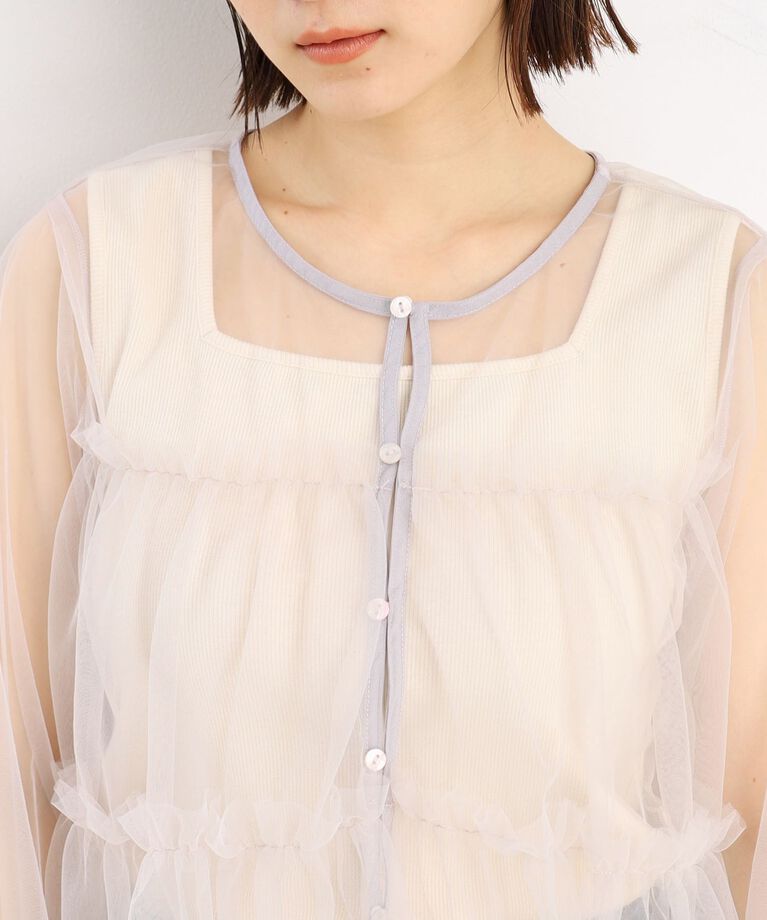 THE SHOP TK「チュールティアードシアーカーディガン【洗える】」|カーディガン|