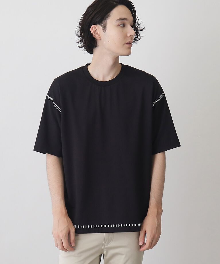 THE SHOP TK「冷感ポンチステッチTシャツ 接触冷感／リラックスシルエット」|Tシャツ・カットソー|ブラック(019)