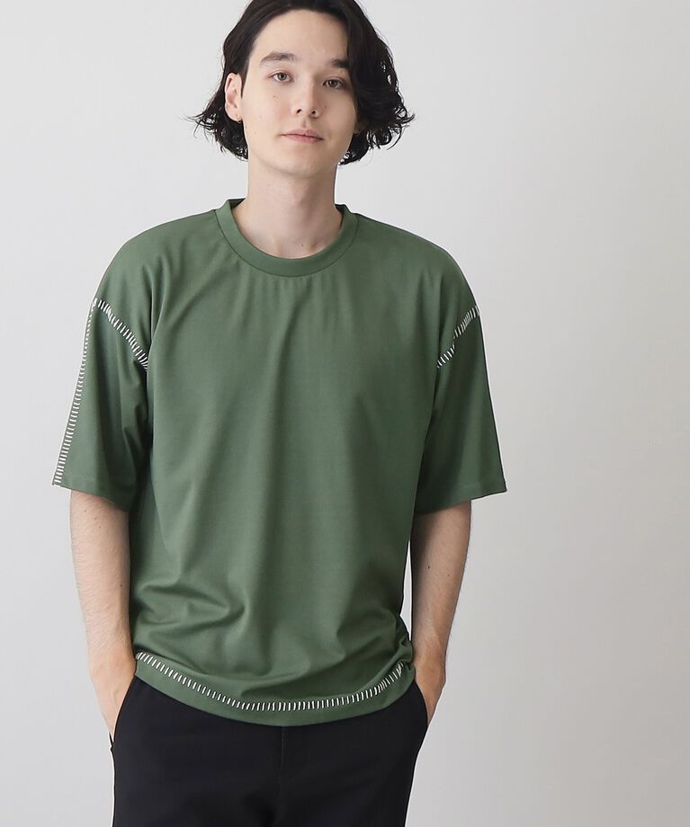 THE SHOP TK「冷感ポンチステッチTシャツ 接触冷感／リラックスシルエット」|Tシャツ・カットソー|グリーン(024)
