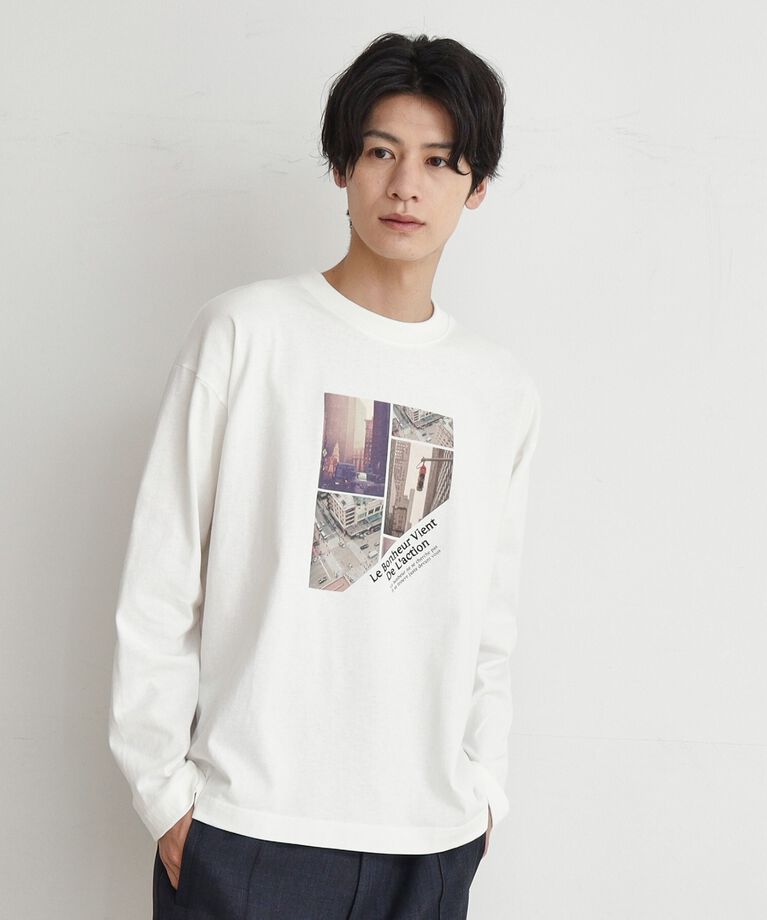THE SHOP TK「【6色展開】Parisフォト／ロゴ長袖Tシャツ」|Tシャツ・カットソー|オフホワイト(403