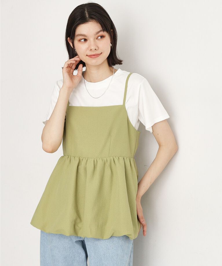 THE SHOP TK「【ヒルナンデス！で紹介】【2点セット】バルーンキャミ×Tシャツ/洗える」|その他|
