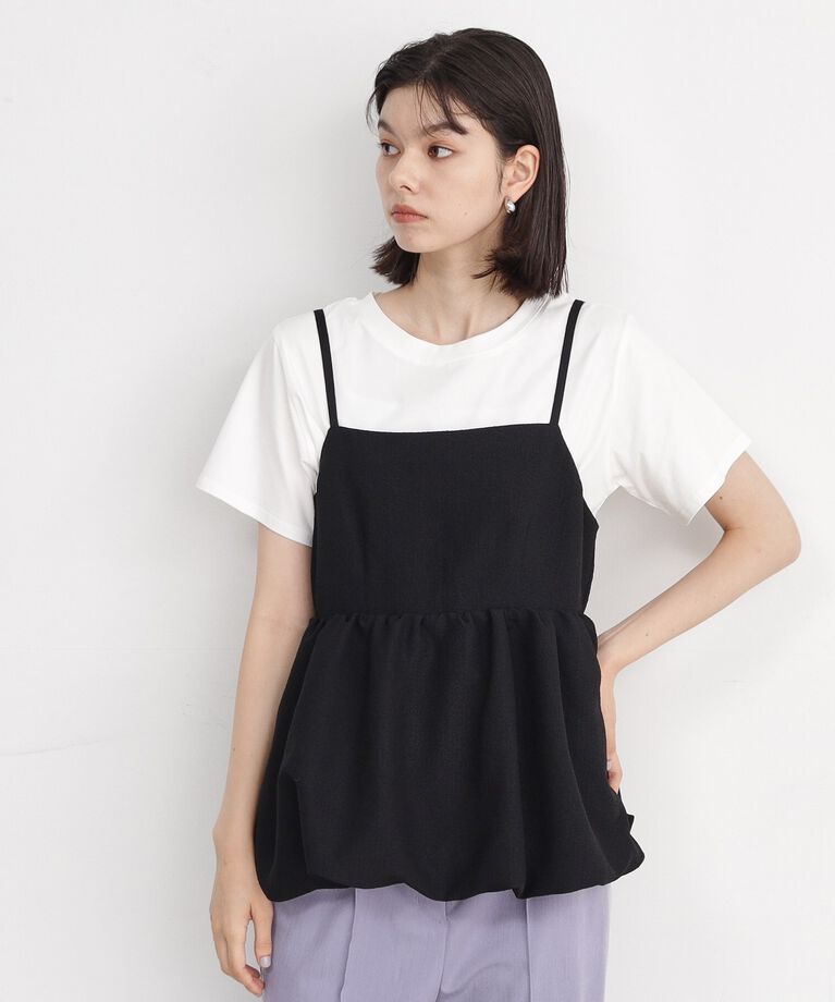 THE SHOP TK「【ヒルナンデス！で紹介】【2点セット】バルーンキャミ×Tシャツ/洗える」|その他|