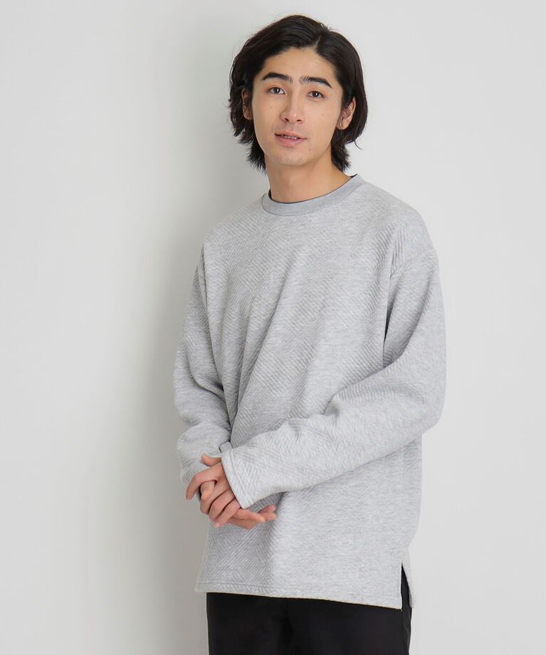 THE SHOP TK「ふくれキルティングフリースプルオーバー」|Tシャツ・カットソー|グレー(012)