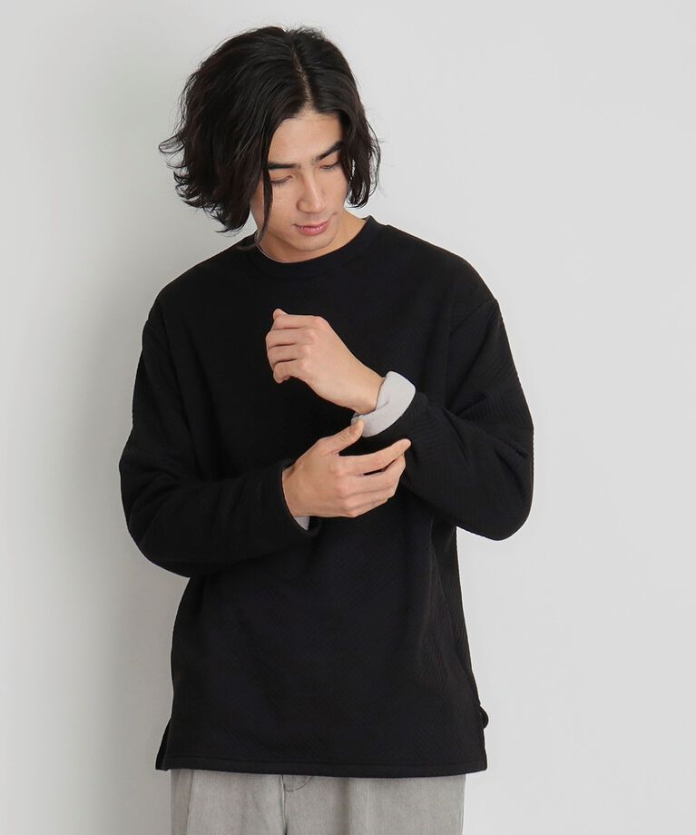 THE SHOP TK「ふくれキルティングフリースプルオーバー」|Tシャツ・カットソー|ブラック(019)