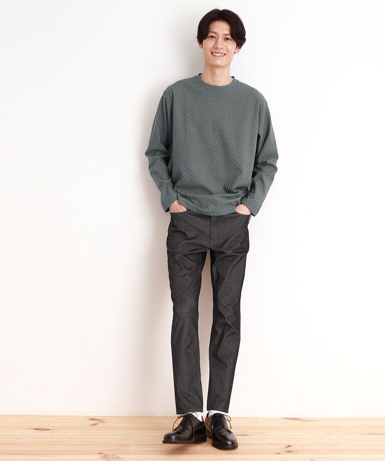 THE SHOP TK「リンクスジャカード長袖Tシャツ ON／OFF兼用」|Tシャツ・カットソー|