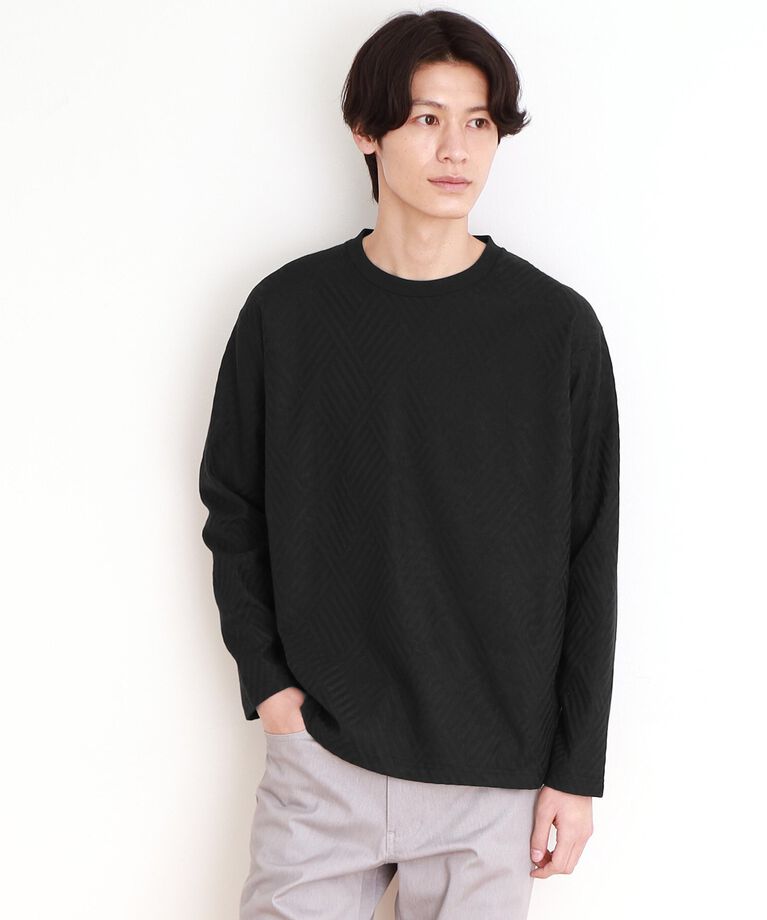 THE SHOP TK「リンクスジャカード長袖Tシャツ ON／OFF兼用」|Tシャツ・カットソー|ブラック(019)
