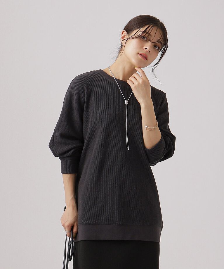 SHOO･LA･RUE「変形リブドルマン8分袖トップス」|Tシャツ・カットソー|