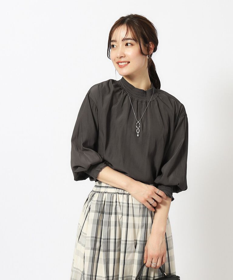 SHOO･LA･RUE「【9分袖】大人上品にきまる シャーリングブラウス」|シャツ・ブラウス|