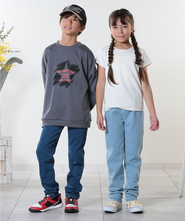 SHOO･LA･RUE「【100-150cm/洗える/男女兼用】ストレッチ デニムスキニーパンツ」|その他|
