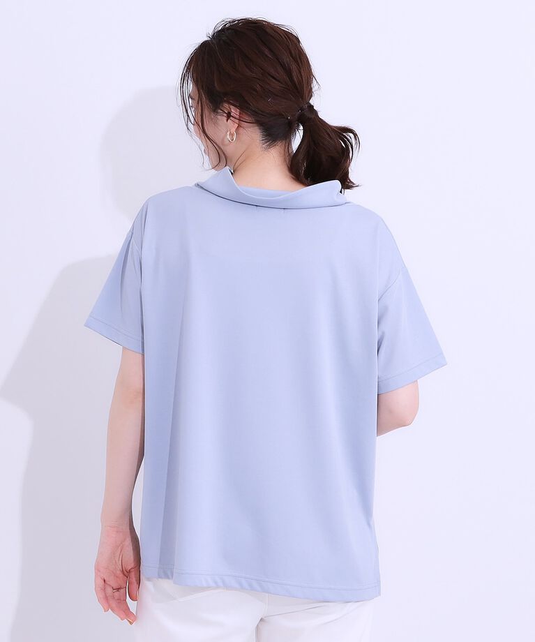 SHOO･LA･RUE「【S-LL/接触冷感/UV】アウトスタイルもサマになる さらさら抜け襟Tシャツ」|Tシャツ・カットソー|
