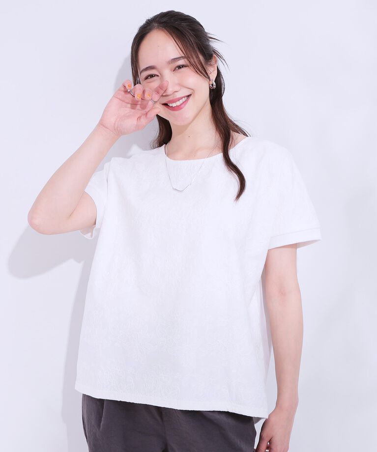 SHOO･LA･RUE「一枚でサマ見え フローラル刺繍トップス」|Tシャツ・カットソー|