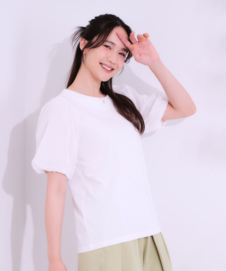 SHOO･LA･RUE「【シューアイス】袖シアーバルーントップス」|Tシャツ・カットソー|