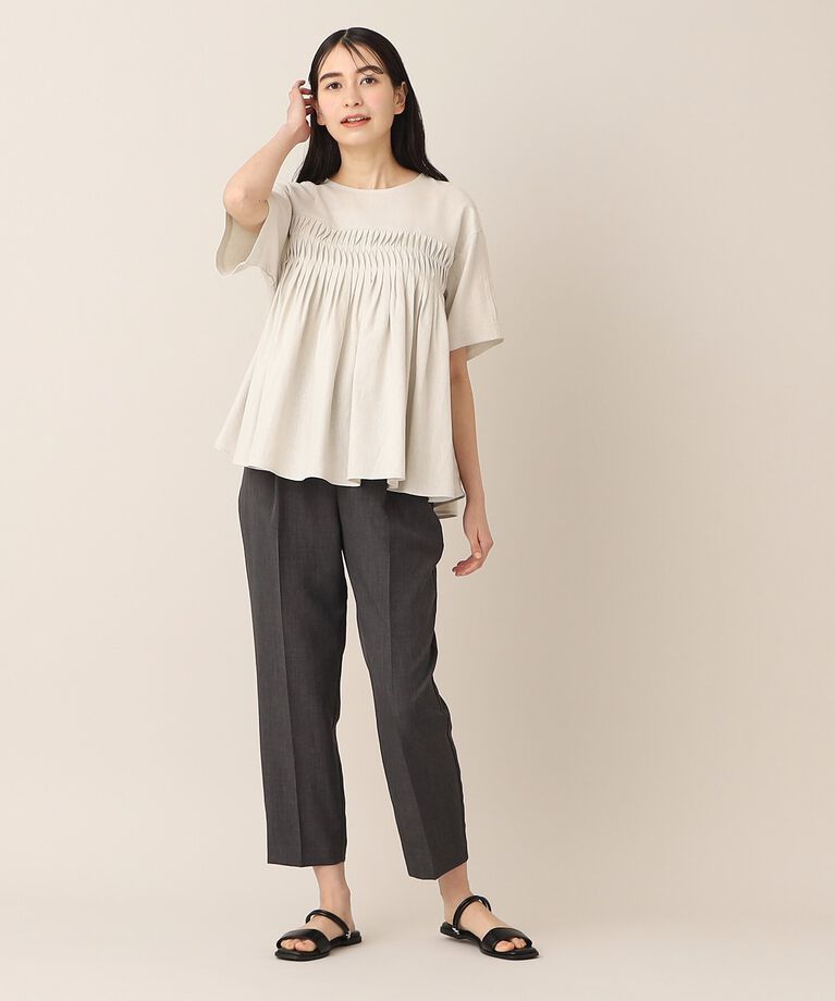 Dessin「【洗える】レーヨン麻タックブラウス（XS～L）」|シャツ・ブラウス|