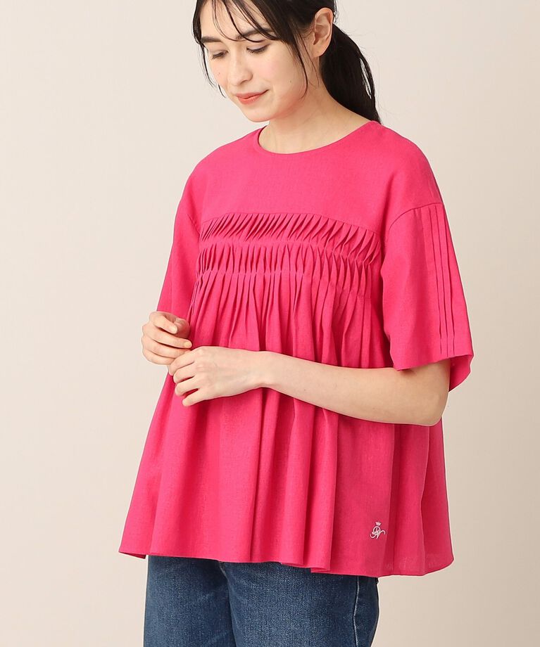 Dessin「【洗える】レーヨン麻タックブラウス（XS～L）」|シャツ・ブラウス|