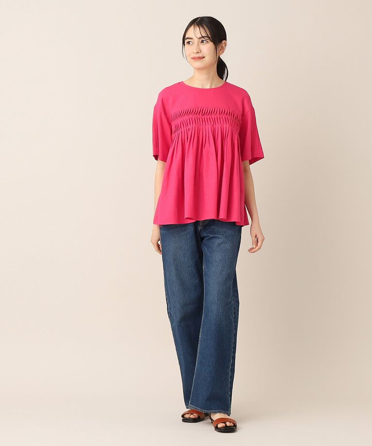 Dessin「【洗える】レーヨン麻タックブラウス（XS～L）」|シャツ・ブラウス|