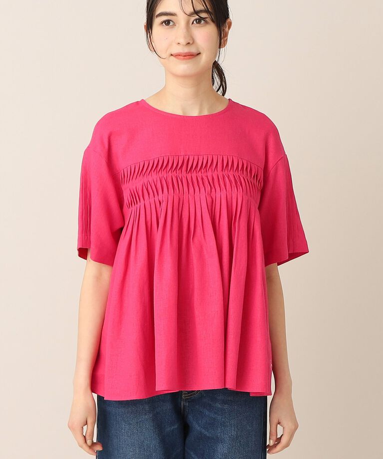 Dessin「【洗える】レーヨン麻タックブラウス（XS～L）」|シャツ・ブラウス|