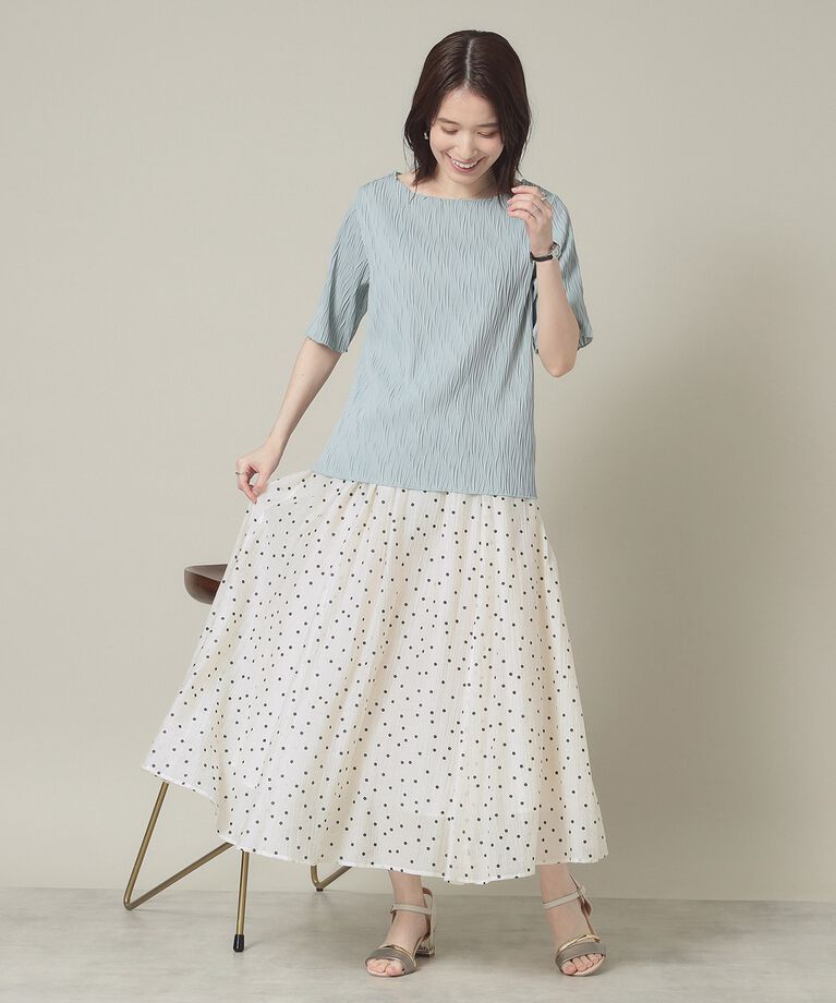 ITS’DEMO「【洗濯機OK】ジャカード5分袖プルオーバー」|Tシャツ・カットソー|