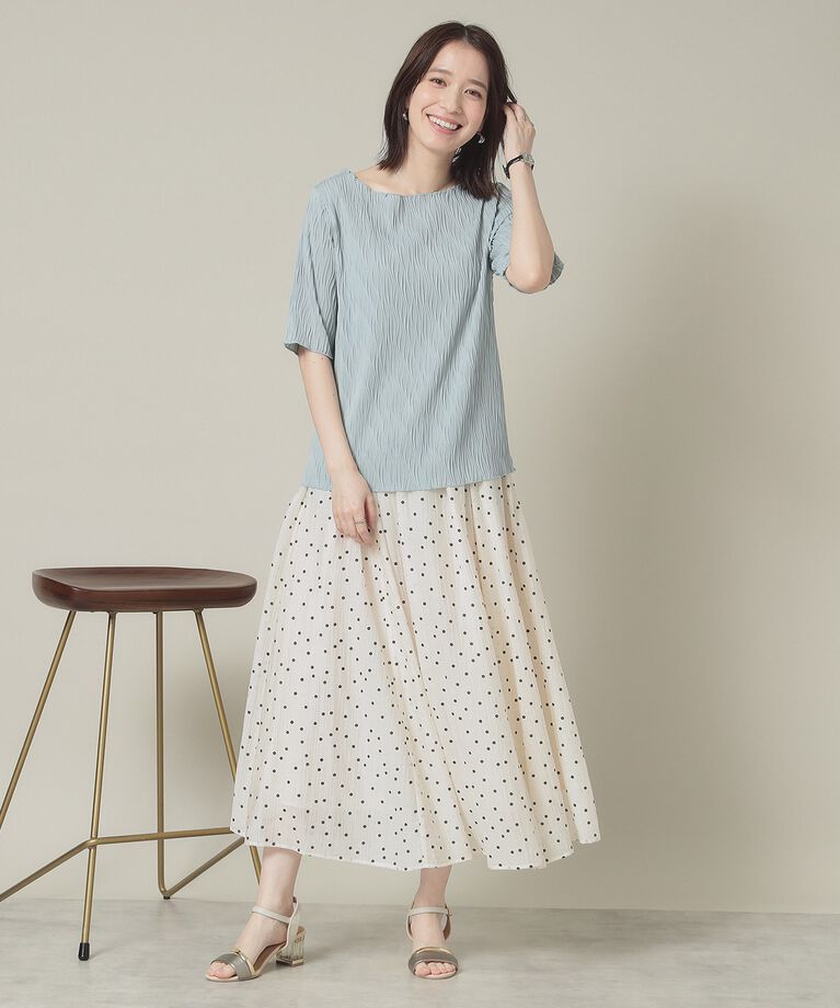 ITS’DEMO「【洗濯機OK】ジャカード5分袖プルオーバー」|Tシャツ・カットソー|