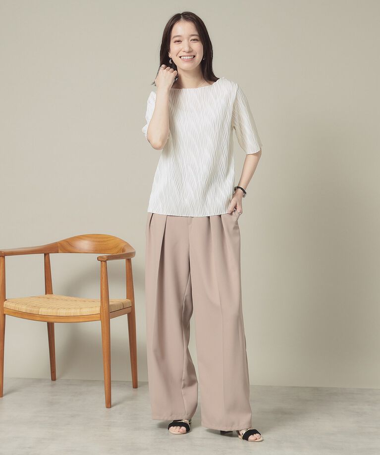 ITS’DEMO「【洗濯機OK】ジャカード5分袖プルオーバー」|Tシャツ・カットソー|