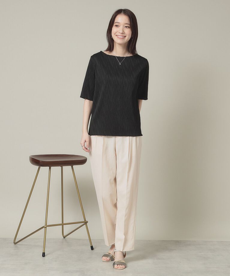 ITS’DEMO「【洗濯機OK】ジャカード5分袖プルオーバー」|Tシャツ・カットソー|
