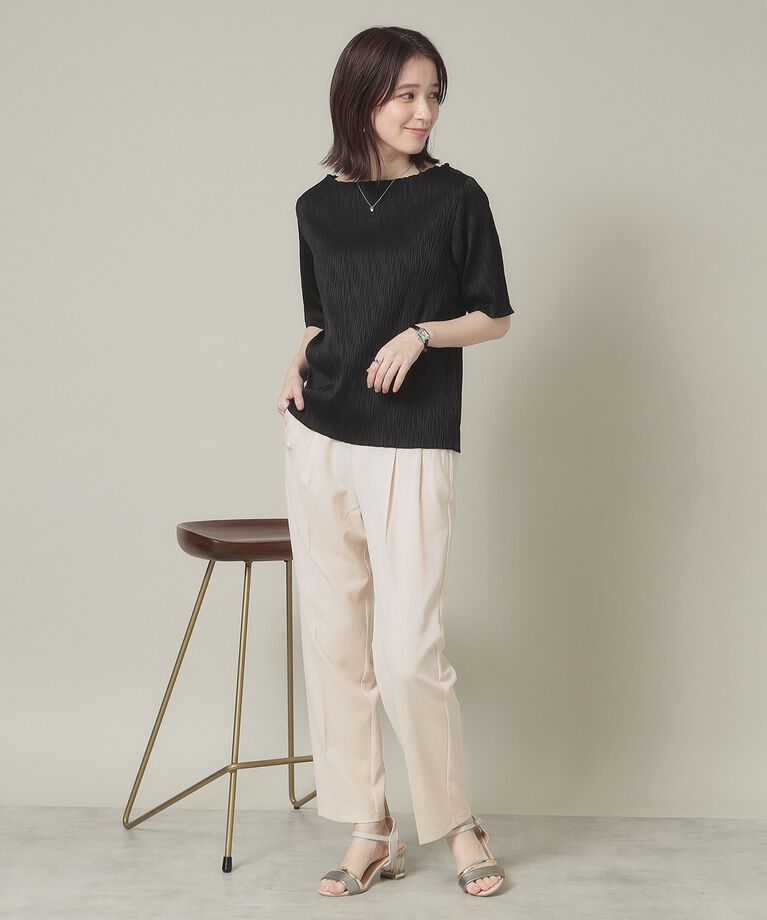 ITS’DEMO「【洗濯機OK】ジャカード5分袖プルオーバー」|Tシャツ・カットソー|